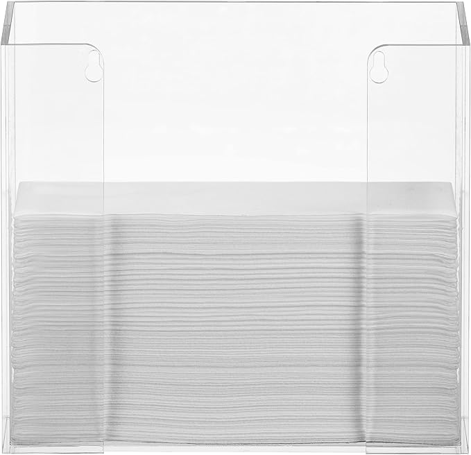BloominGoods Clear Acrylic Wall Mount Or Countertop Napkin Holder (8 Inch Height) - Guest Towel Napkin Holder For Bathroom Or Kitchen - Paper Towel Dispenser For Vanity Or Table