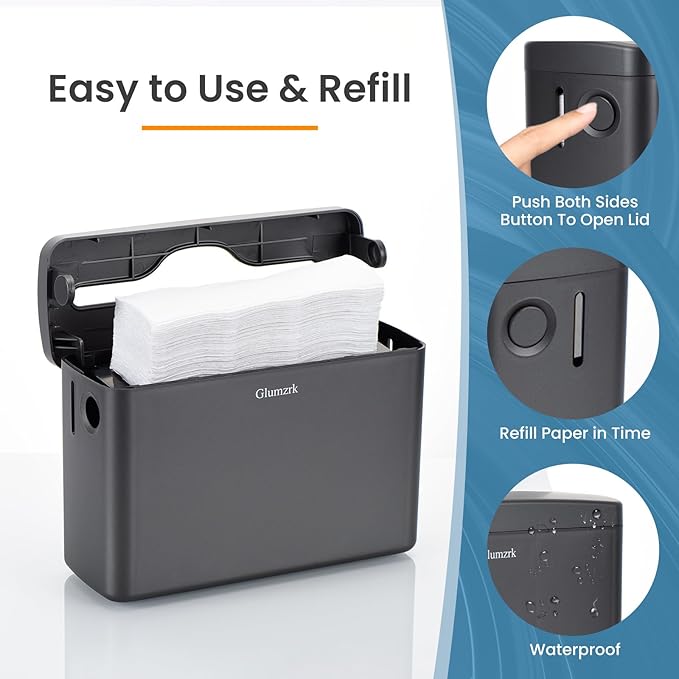 Countertop Paper Towel Dispenser Universal Fit for Multifold, Z-Fold Trifold Hand Towels, Commercial Napkin Dispenser for Bathroom Home Kitchen Toilet ABS Paper Towel Holder (Gun Gray)