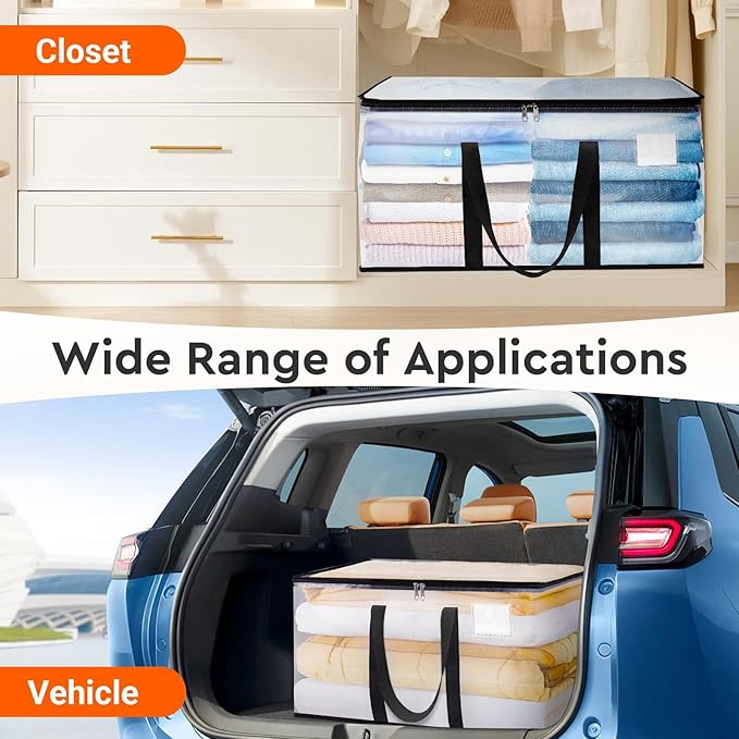 BlissTotes Moving Bags, 93L 8-Pack Storage Bags, Moving Box Heavy Duty Extra Large, Moving Totes with Zipper, Reinforced Handles & Tag Pocket, Boxes for Packaging Moving
