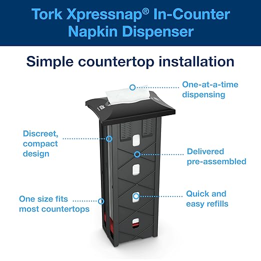 Tork Xpressnap® In-Counter Napkin Dispenser Black N4, Signature Range, 21.5" x 9.9" x 7", 6032200