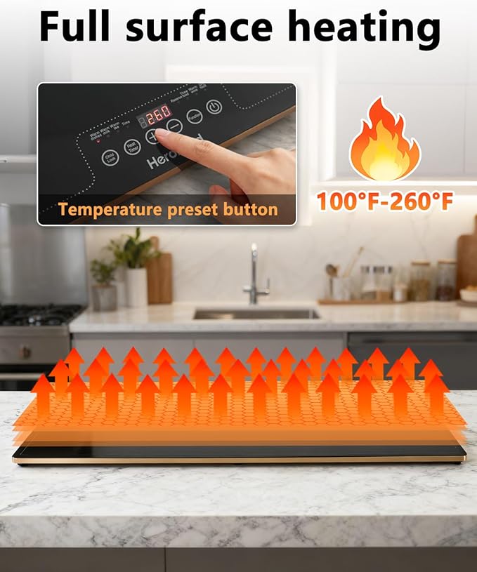 Electric Warming Tray,Extra Large Food Warming Mats with Temp-Settings & Timmer,Full Surface Heating Electric Food Warmer Mat Keep Food Warm at Buffet, Party, Sabbath, Daily Use (XXXL(47 * 14"))