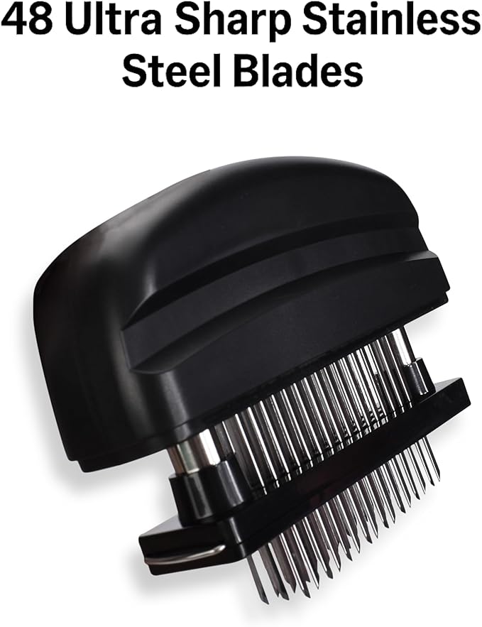 Venmark Meat Tenderizer Tool - 48 Stainless Steel Needle Blades for Tenderizing Chicken, Steak, Pork, Beef – Handheld Meat Tenderizer Stapler to Enhance Texture & Taste – Complete with Cleaning Brush