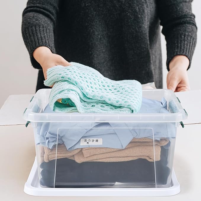 20 Quart Clear Storage Box with Lid, 4 Pack Plastic Latching Container Bin