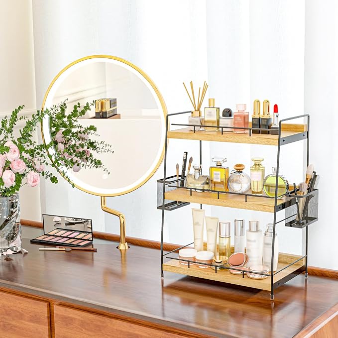 BSTSLL Bathroom Counter Organizer,Bathroom Countertop Organizer with Baskets,Vanity Organizers,Counter Shelf,Countertop Storage, Makeup Organizers