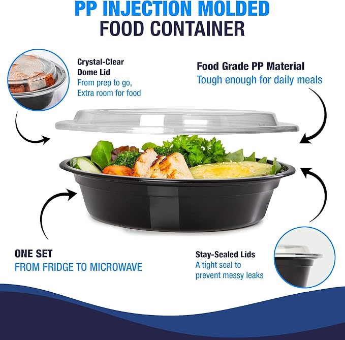 Ruthy's Outlet Meal Prep Containers with Lids, Food container bowl - BPA-Free, Stackable, Freezer & Dishwasher Safe, Reusable Food Storage for Lunch, Portion Control & Meal Prep (30 Pack, 48 oz)