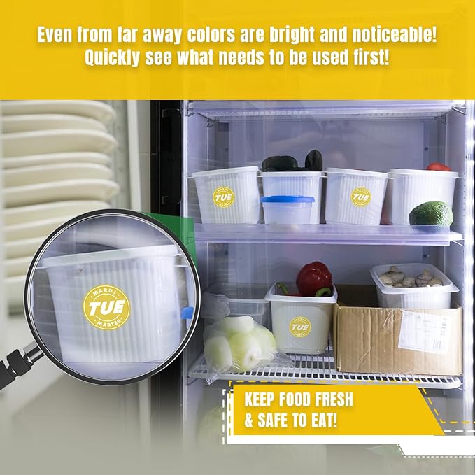 Easy Identification Date Stickers 7,000 Days of The Week Stickers – Tuesday 3/4" Days of The Week Food Labels – Day Dots for Food – Restaurant Supplies – Best by Commercial Kitchen Supplies