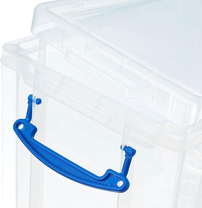 Really Useful Box 19 Liter Plastic Stackable Storage Container w/Snap Lid & Built-In Clip Lock Handles for Home & Office Organization, Clear (2 Pack)