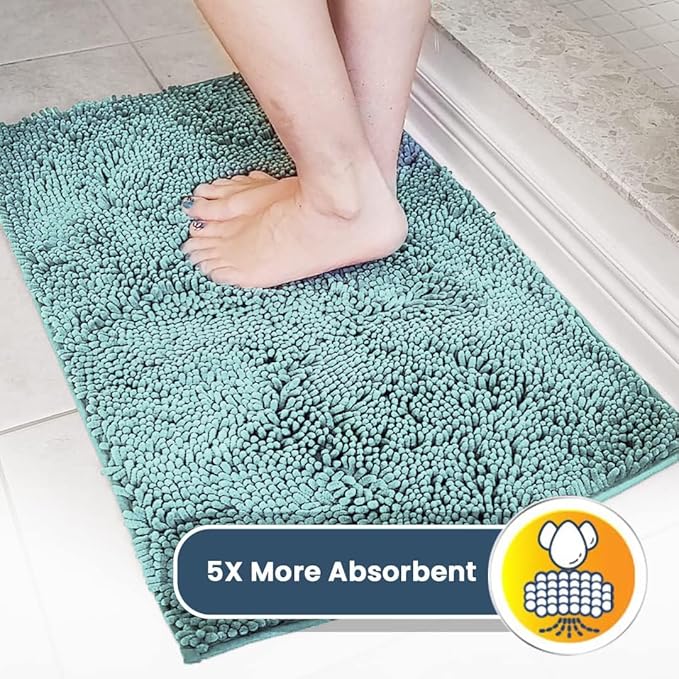 Muddy Mat® | Super Absorbent Door Mat Indoor, Microfiber Quick Dry Chenille Entryway Rug, Non-Slip Front Door Mat, Indoor Mats for Entryway, Machine Washable Pet Rug, Seafoam Green 35"x24"