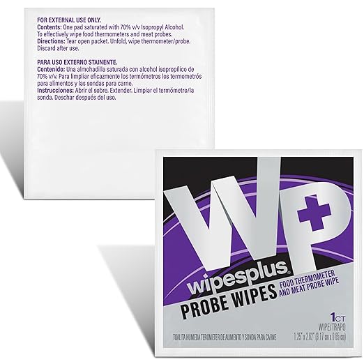 WIPESPLUS Probe Wipes, Thermometer Wipes, Meat Probe Wipe with Individual Satchets for Home and Business, 1000 Count, 10 Packs of 100, White