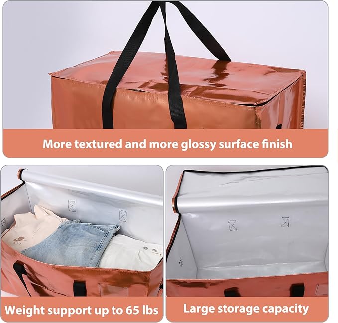 6 Pack Moving Bags Heavy Duty, Extra Large Moving Bags, Moving Supplies, Storage Bags with Handles and Zippers, Waterproof Totes for Storage Saving Packaging Shipping and Travel(Multicolor)