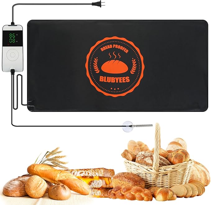 BLUBYEES Digital Sourdough Starter Bread Proofer Warming Mat – Heated Dough Proofing Pad with Precise Temperature Control & Timer for Bread Rising, Yogurt & More
