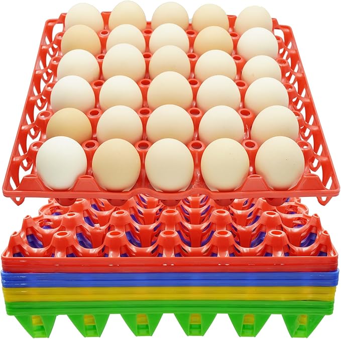 8 Pack Bulk Egg Tray,Reusable Plastic Egg Holder,Durable Egg Cartons,Stackable 30-Egg Crates for Home Chicken Farmers Transportation Storing Sharing Selling Fresh Eggs