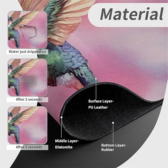 Kitchen Sink Splash Guard，Hummingbird, orchid Faucet Mat Sink Gadgets-Super Absorbent Fast Drying Mat Drip Catcher for Kitchen, Bathroom,Sink Mat, Dish Drying Mat, Bathroom(15" X 5.5" )