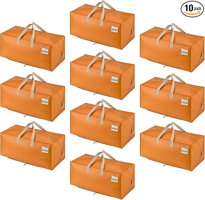 VENO 10 Pack Heavy Duty Moving Bags with Backpack Straps, Zippers & Handles, Extra Large Packing Bags for College Dorm Essentials, Moving Supplies Alternative to Cardboard Moving Boxes