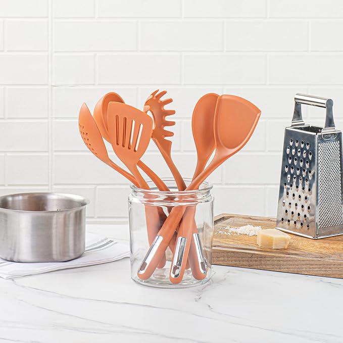 Met Lux Kitchen Utensil Sets, 10 Silicone Utensil Sets - 6 Pieces Per Set, High-Heat Tolerance, Orange Silicone Kitchen Utensils, For No-Stick Cookware - Restaurantware