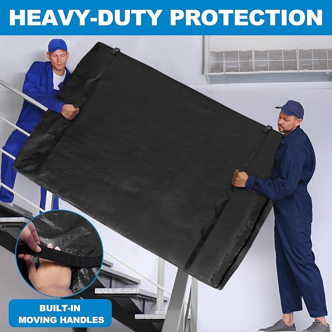 TICONN Mattress Bags for Moving, Heavy Duty Cali King Mattress Cover Storage Bag with Full-Around Handle and Adjustable Buckles (Black, Cali King)