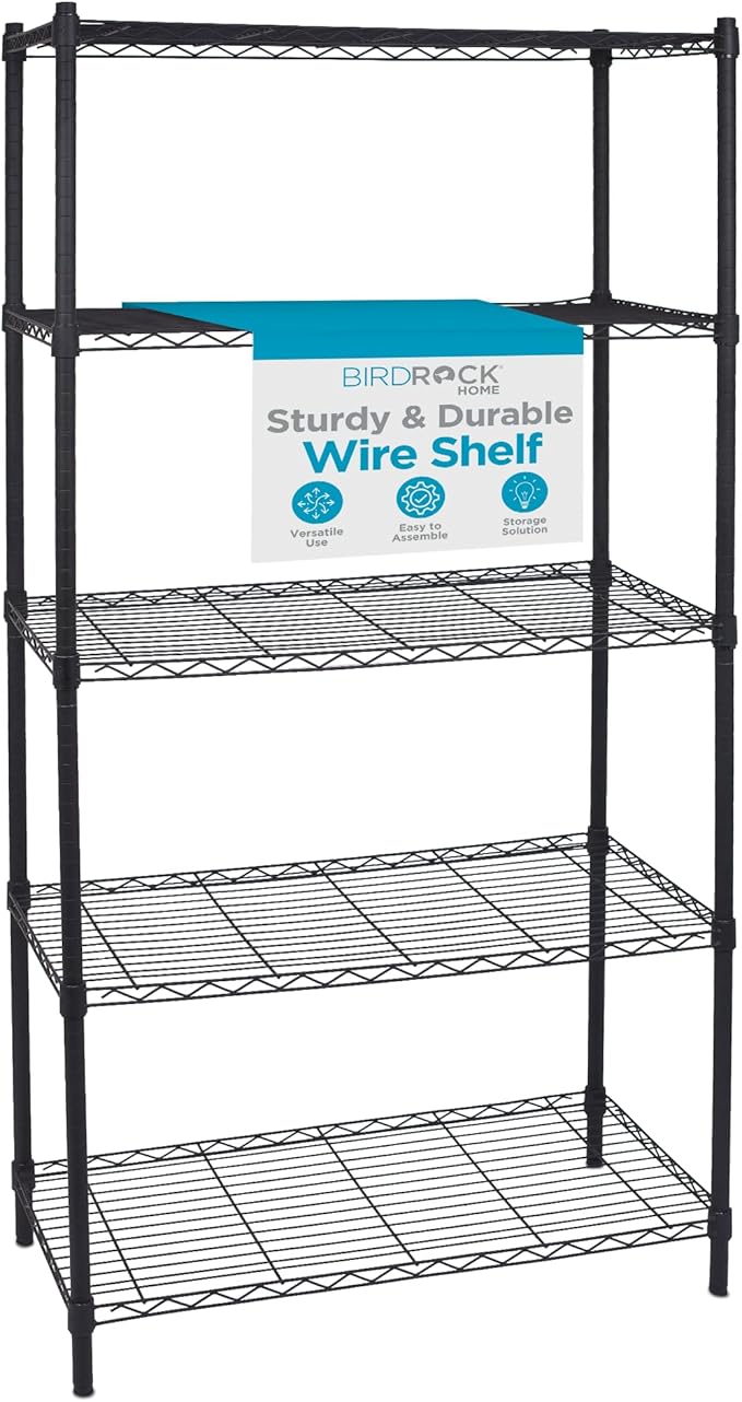 Internet's Best 5-Shelf Adjustable Wire Shelving | Heavy Duty Storage Rack | Metal Shelf for Garage, Restaurant, Industrial Use - Wide Unit Shelves, Sturdy Steel Frame | Black | 36" W x 18" D x 72" H