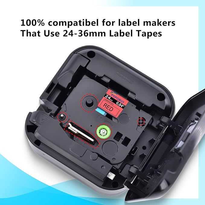 TZ TZe 24mm 0.94 Laminated Red Tape Compatible for Ptouch TZ451 TZ-451 TZe-451 TZe451 Label Tape for PTD600 PTD610BT PTP710BT Label Maker, 5 Pack Black on Red