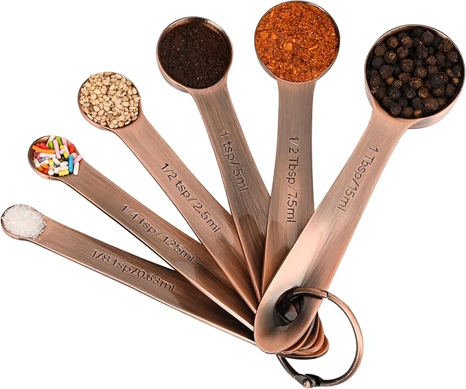 Viwehots Measuring Cups and Spoons Set, Copper Measuring Cups and Spoons Set for Kitchen & Baking, Stainless Steel 5 Measure Cups & 6 Spoons for Drying&Liquid, US & Metric Measuing Tool