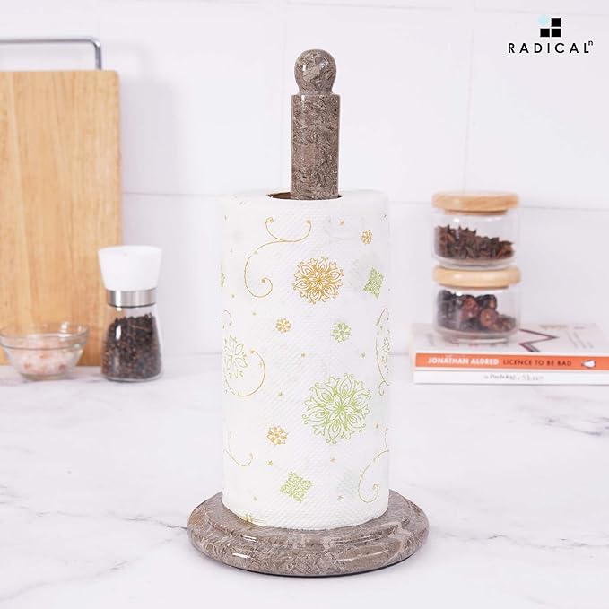 RADICALn Marble Paper Towel Holder Countertop 12.5" Inch Oceanic Handmade Toilet Paper Towels Stand for Bathroom Counter, Hand Papertowel Holders for Home and Kitchen Décor