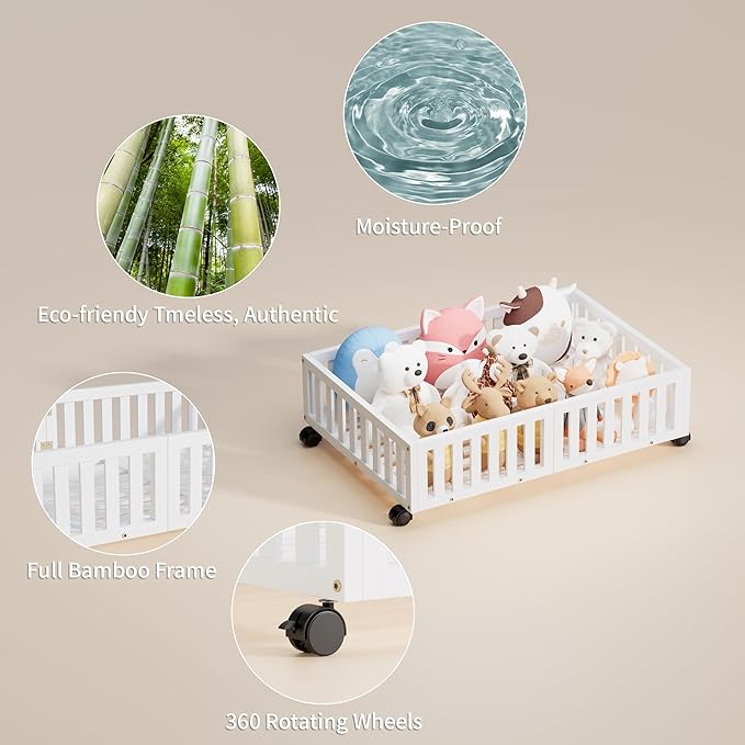 Bamboo Under Bed Storage with Wheels,Rolling Underbed Shoe Organizer Box for Shoes,Blankets,Toys,Clothes Container Space-Saving Bins for Bedroom,Closet,Dorm,Nursery