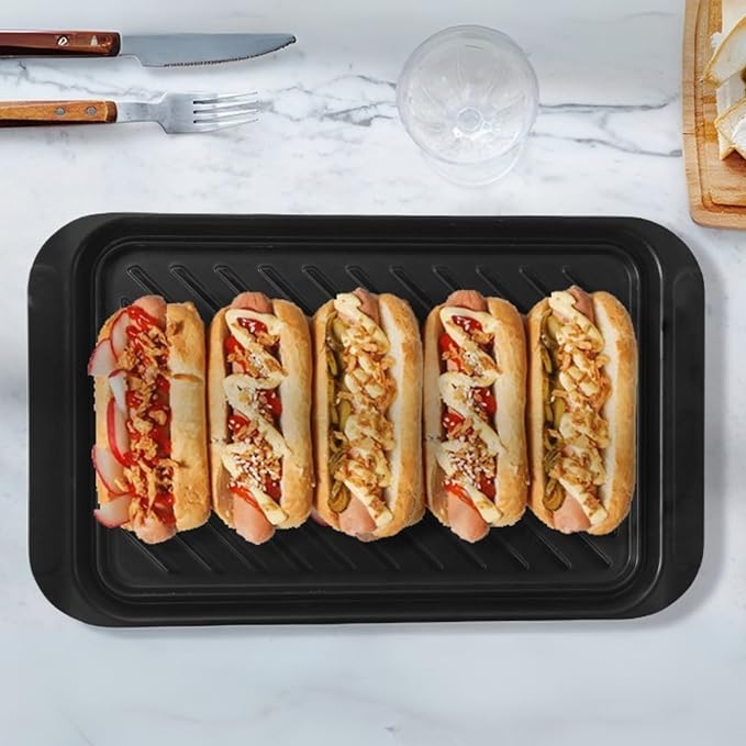 TP Grilling Prep and Serve Trays, 17 x 10.5 inch BBQ Trays for Cooked and Raw Foods, Set of 2 Melamine Serving Platters for Meats, Grill Accessories, Black and White