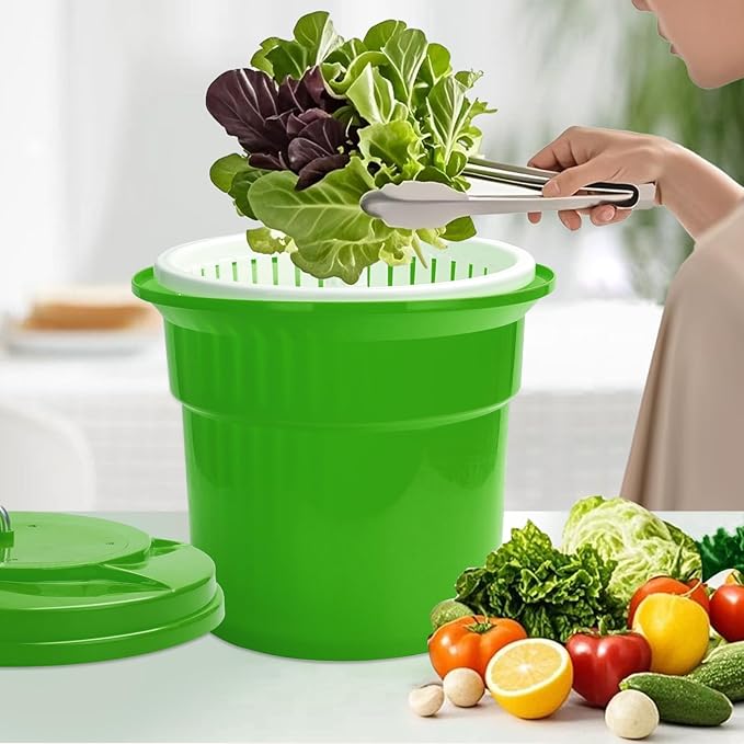 Wutfly 5 Gallon Commercial Salad Spinner and Dryer, Large Manual Vegetable Washer & Greens Dryer with Drain Tube, Heavy-Duty & FDA Listed for Restaurant, Home, Farm Use