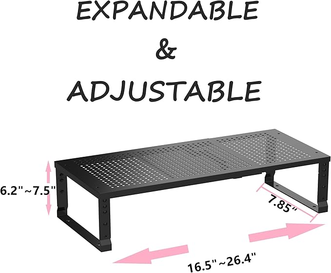 Asiingkel Metal Stackable Expandable Storage Shelf - Multi-Functional Home Storage Shelf, Suitable for Kitchen, Cabinet，Bathroom, Office, Garage, etc.（1PACK/Black/Medium