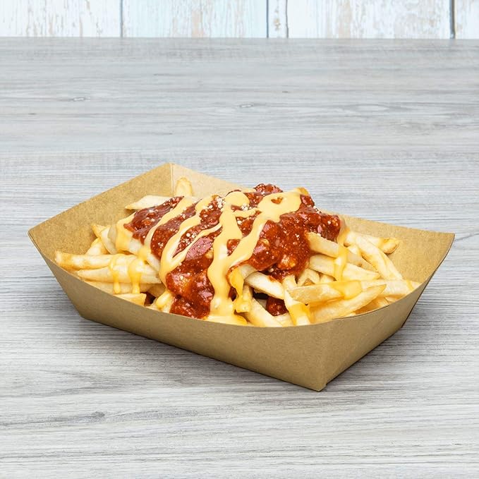 Karat FP-FT250K Kraft Paper Food Serving Tray, 2.5lb Capacity, for Appetizer, Fried Meals, Chicken Wings, Pack of 500
