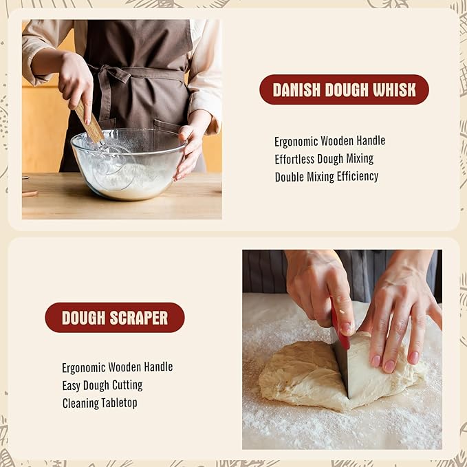 SOURACE Complete Sourdough Starter Kit,10 Inch Round & 9 Inch Oval Banneton Sourdough Bread Baking Supplies With Sourdough Starter Jar, Sour dough Starter Kits for Women, Men, and Bread Bakers