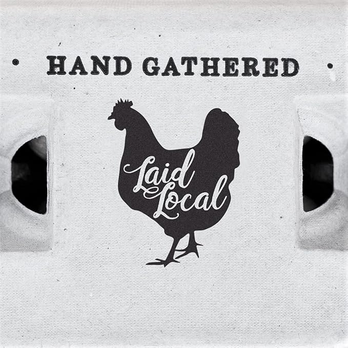 25 Egg Cartons- Adorable Printed Vintage Design for Farm Fresh Eggs, Recycled Paper Cardboard, Sturdy & Reusable, Carton Holds up to XL Chicken Eggs (25, Locally Laid Hen)