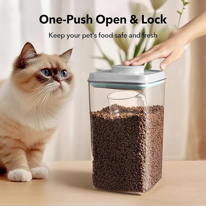 Ankou Dog Food Storage Containers Set, 4.2 QT with 130 ml Scoop & 2.8 QT, Airtight BPA-Free | Stackable Pop Lid Plastic Containers for Kibble & Pet Treats