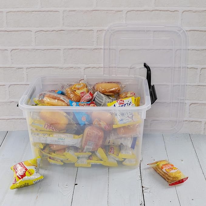 5 Liter Clear Storage Box, 4-Pack Plastic Latching Box with Lid