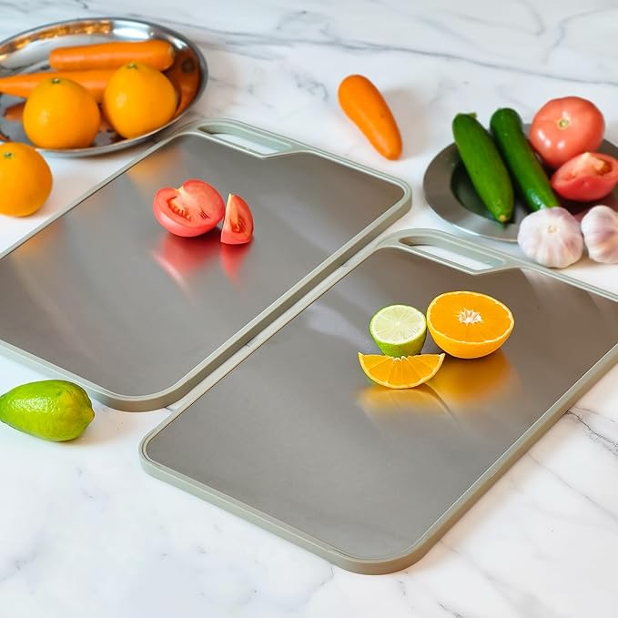 LIHOOOOM Cutting Board for Kitchen, Stainless Steel Cutting Board Easy to Clean,Double Sided Large Cutting Boards 13.4 X 9 inch,Dishwasher Safe