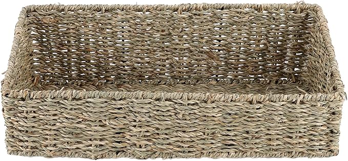 YAHUAN Seagrass Storage Basket, Trapezoid Organizing Bin for Shelves, Pantry, Closet and Home Decor