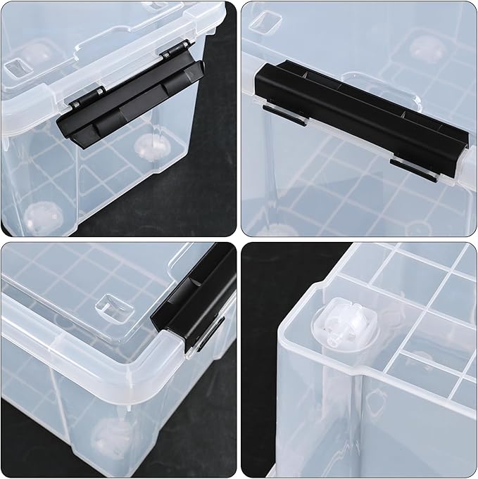 4-Pack 22 Quart Plastic Storage Bins with Lids, Plastic Latching Storage Box with Wheels, Clear