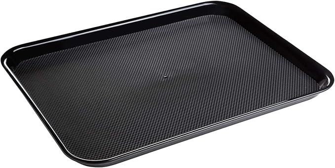 Eslite Rectangular Plastic Serving Trays,Fast Food Serving Cafeteria Trays,17"X13",Set of 6 (Black)