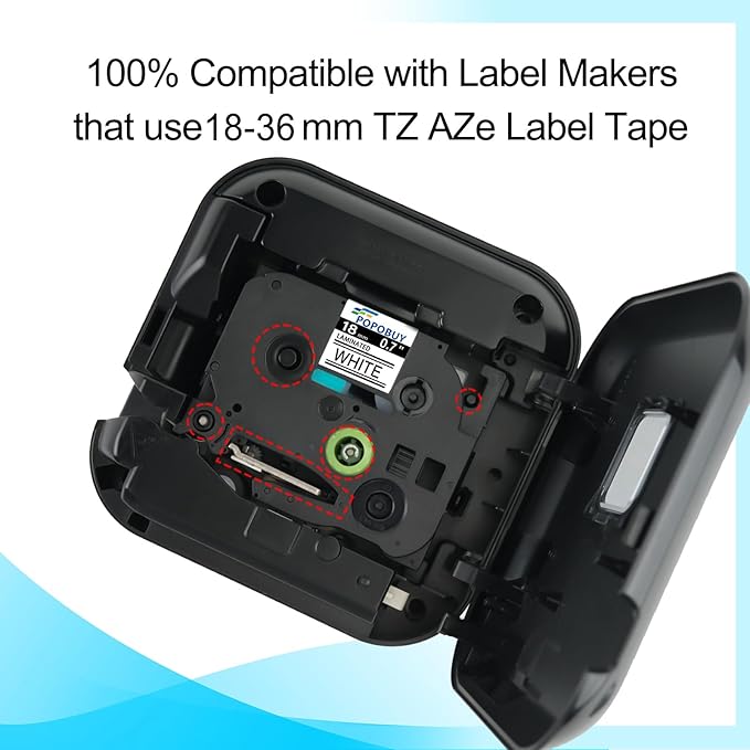18mm 0.7 Laminated White Tape Compatible for Brother P-Touch TZ241 TZ-241 TZe-241 TZe241 3/4'' Black on White Label Tape for PTD410 PT-D400 PT-D610BT PTD600 Label Maker, 5 Pack