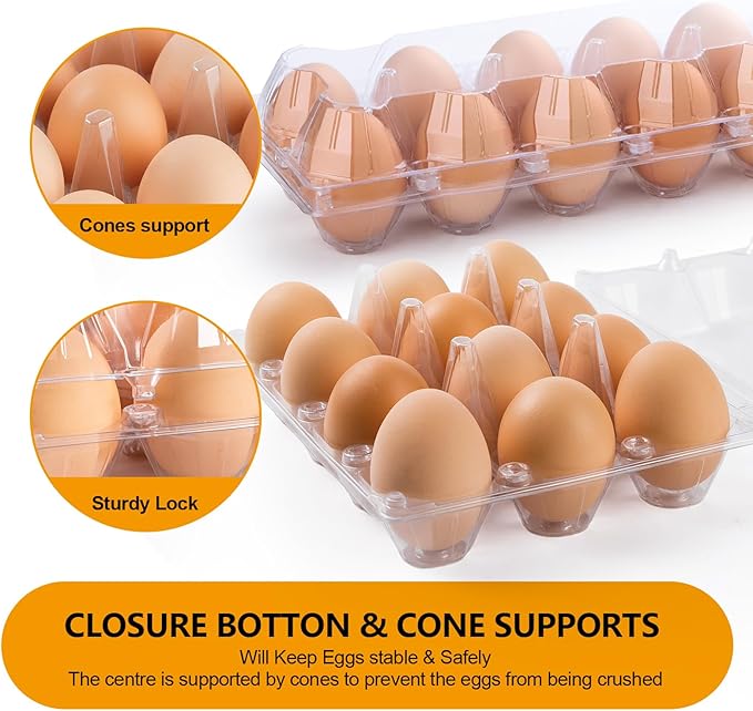 48 Pack Egg Cartons Cheap Bulk 12 Count, 1 Dozen Clear Empty Chicken Egg Cartons for Chicken Eggs, Plastic Egg Holder Egg Container for Family, Chicken Farm and Markets - Medium Reusable Egg Carton