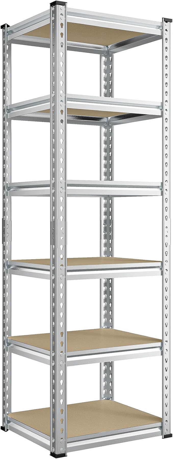 REIBII Storage Shelves 6 Tier Garage Shelving Heavy Duty Metal Shelving Loads 2250LBS Adjustable Garage Shelves for Pantry Closet Kitchen Basement 16" W x 16" D x 72" H, Silver