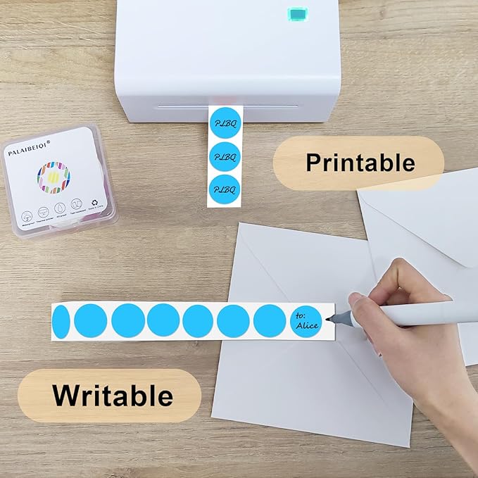 1 Inch Round Thermal Sticker Labels,Color Dot Stickers,Label Stickers,Waterproof,Oil Proof,for Thermal Printers,DIY,Office,Retail,Home and Warehouse Organization(Sky Blue,1000 Pcs)