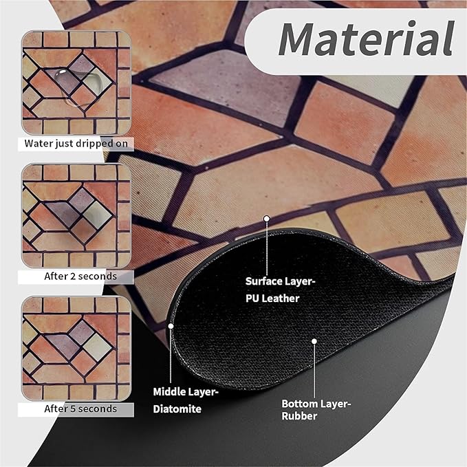 Kitchen Sink Splash Guard，Clay tiles Faucet Mat Sink Gadgets-Super Absorbent Fast Drying Mat Drip Catcher for Kitchen, Bathroom,Sink Mat, Dish Drying Mat, Bathroom(15" X 5.5" )