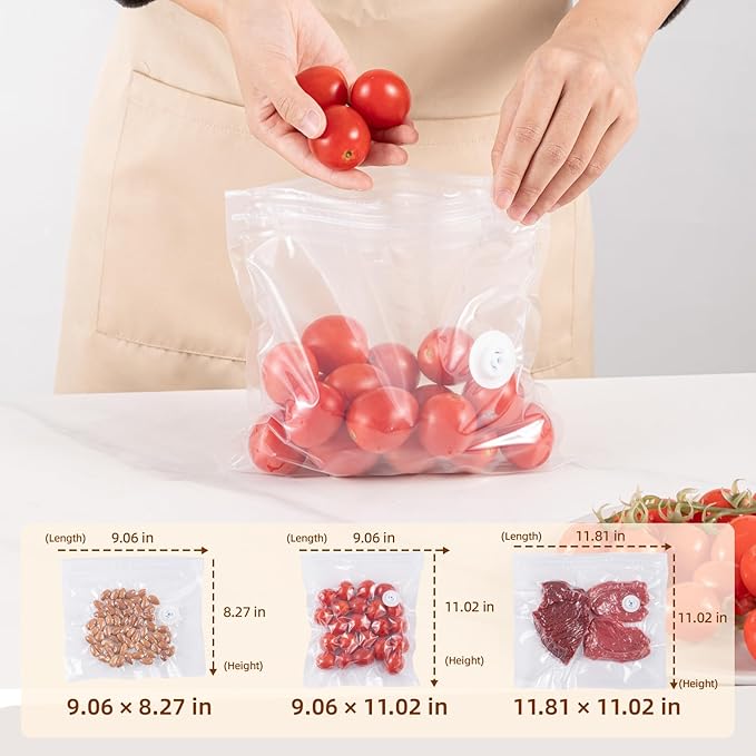 Compact Handheld Vacuum Sealer for Food with Visible Tank, Wireless Portable Vacuum Sealer Machine + 15 Reusable Bags, 8X Longer Freshness & Preservation, White