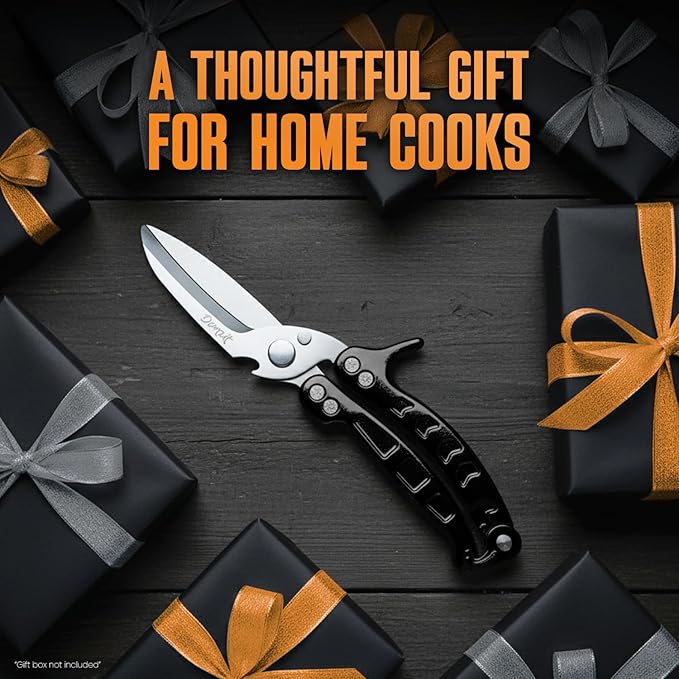 Poultry Shears Heavy Duty Professional, Kitchen Shears for Poultry,Turkey, Chicken & Bone Cutting, Multi-purpose kitchen Scissors Spring-Loaded, Dishwasher Safe, Meat Shear with Non-Slip Handle, Black