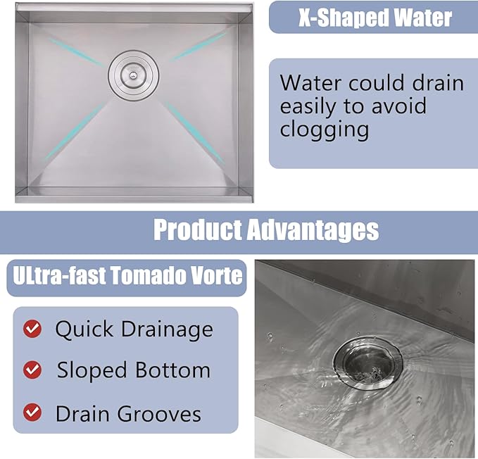 Drop In Kitchen Sink, 21x20 Inch Bar Sink Workstation Stainless Steel Outdoor Topmount Small Sinks, Single Bowl Kitchen Sinks for Laundry Office Wet Bar Prep RV Yard