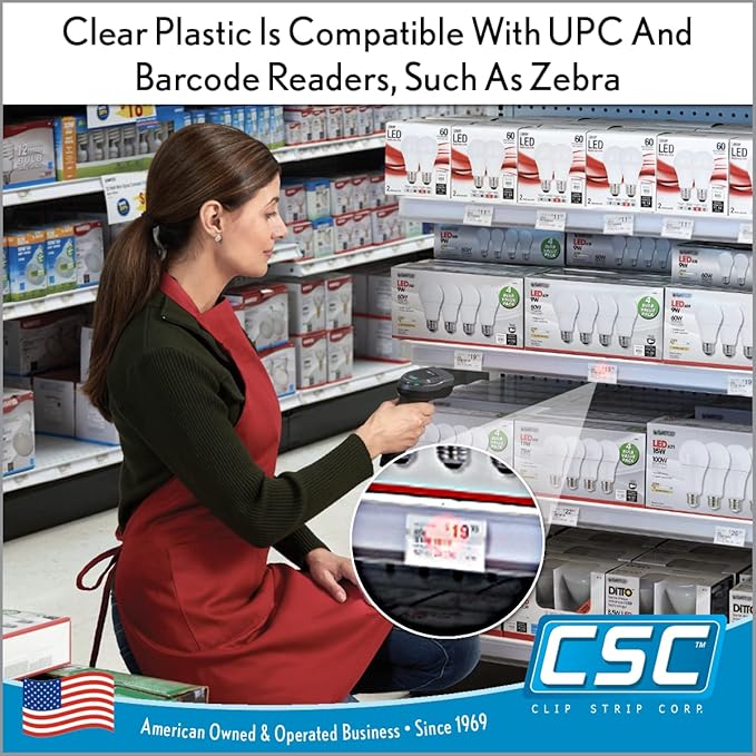 Clip Strip Corp. Price/Data Channel Label Holder Chips, Clear Plastic Tags, 2.5" L x 1.25" H, 7.5 Mil Thick, Gondola Shelf Edge, Reusable, Made for Point of Purchase Shelf Molding (1000)