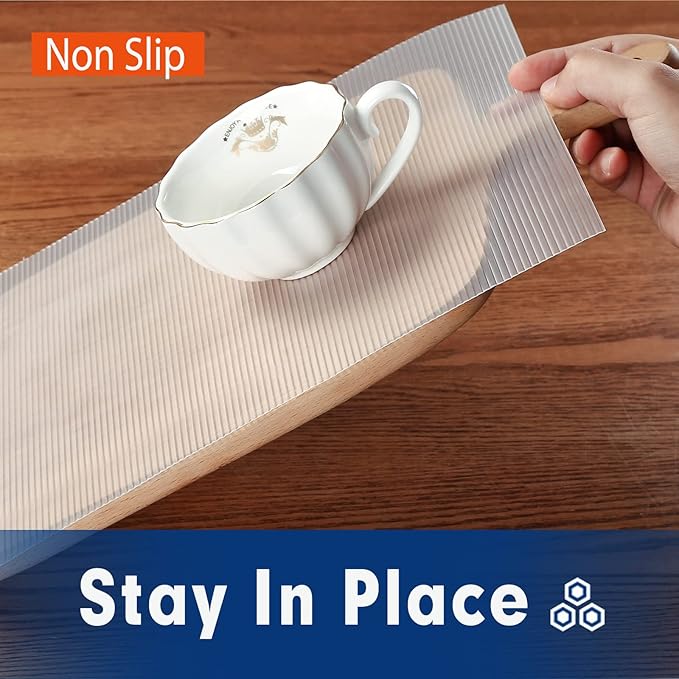 Shelf Liner, Drawer Liner, 20 Inches x 20 FT Cabinet Liner for Kitchen Cabinets Non-Adhesive Shelf Liners, Waterproof Shelf Paper with Non-Slip, Durable Liners, Clear