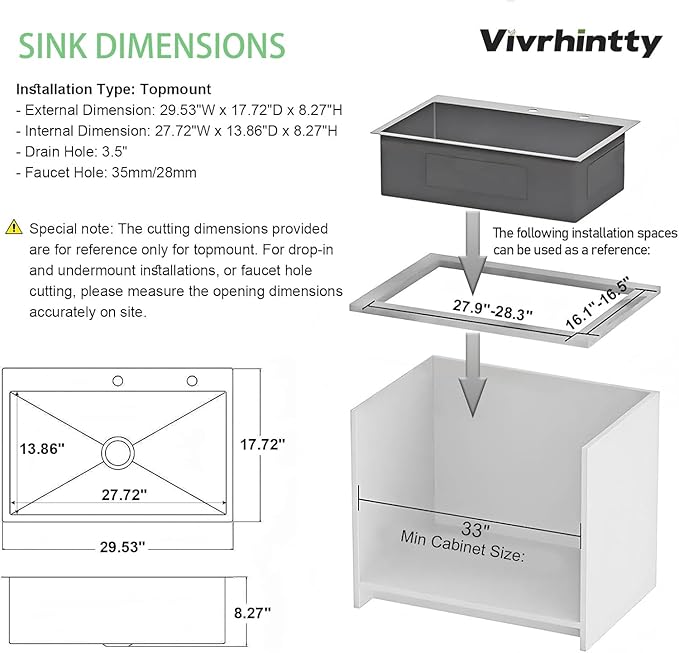 30-inch Single Bowl Workstation Kitchen Sink, Drop-in/Top-Mount Stainless Steel with Nano Coating & Basket Strainer, 30"x18"