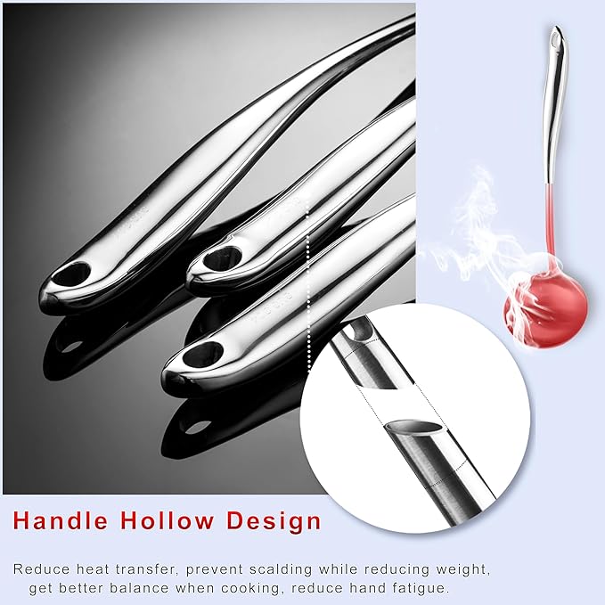 NIITAWH 304 Stainless Steel Kitchen Utensil 6 PCS Cooking Utensils Set, Spatula, Ladle, Skimmer, Slotted Spatula Tunner, Spaghetti Spoon, Large Spoon