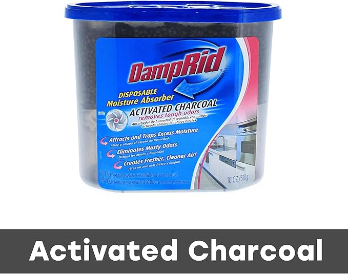DampRid Fragrance Free Disposable Moisture Absorber with Activated Charcoal - 18oz; Moisture Absorber & Odor Remover